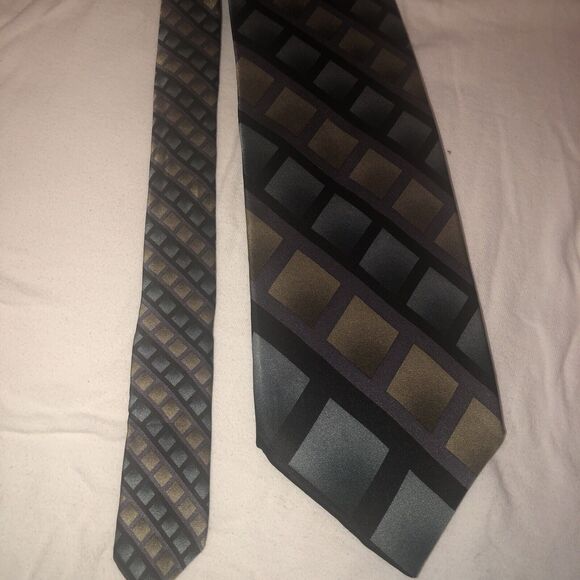 Jimmy V 100% Silk Neck Tie Blue/Green Patterned/purple/black - Picture 4 of 8